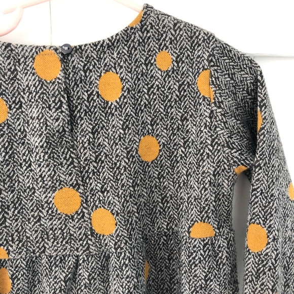 Zara gray & mustard dot dress Size 2/3 - Picture 2 of 4